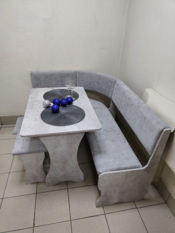 Кухонный уголок Миссия V велюр (цемент) в Верхоянске - mebel154.com