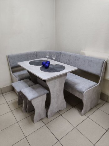 Кухонный уголок Миссия V велюр (цемент) в Верхоянске - mebel154.com